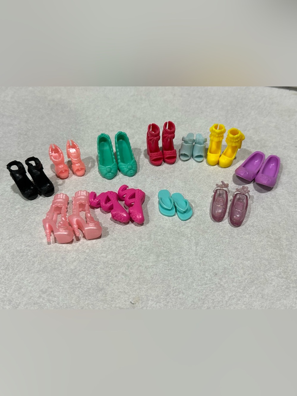 Barbie Doll Shoe Lot 11 Pairs Sets Platform Heels Sneakers Boots Flats Toy Set